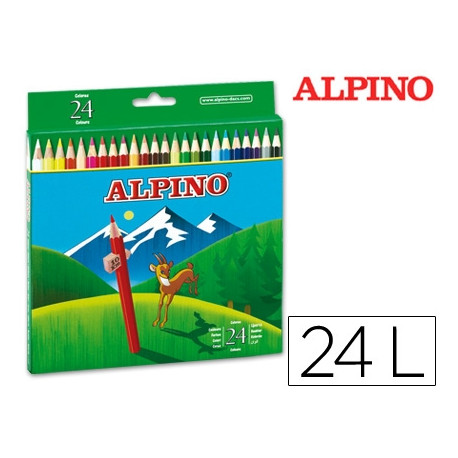 LAPICES DE COLORES ALPINO 658 CAJA DE 24 COLORES LARGOS