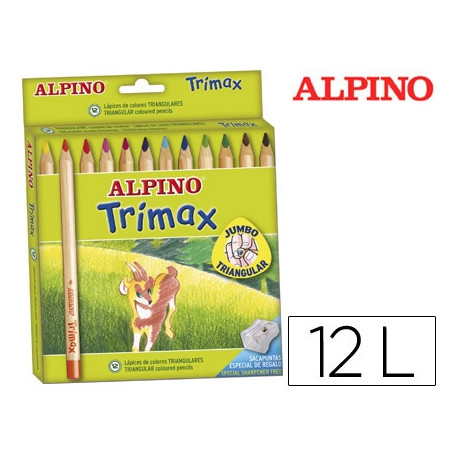 LAPICES DE COLORES ALPINO TRIMAX CAJA DE 12 COLORES SURTIDOS