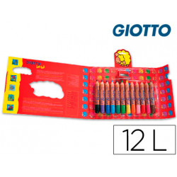 LAPICES DE COLORES GIOTTO SUPER BEBE CAJA DE 12 LAPICES COLORES SURTIDOS + SACAPUNTAS