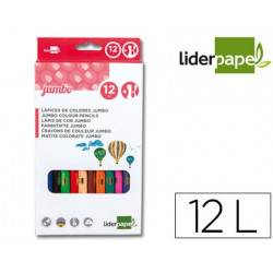 LAPICES DE COLORES LIDERPAPEL JUMBO CON SACAPUNTAS CAJA DE 12 COLORES