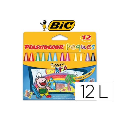 LAPICES CERA PLASTIDECOR PEQUES CAJA DE 12 COLORES SURTIDOS