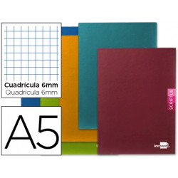 LIBRETA ESCOLAR LIDERPAPEL SCRIPTUS 48H DIN A5 CUADRO 6 MM PAPEL 90 GR SIN MARGEN