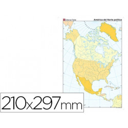 MAPA MUDO COLOR DIN A4 AMERICA DEL NORTE POLITICO