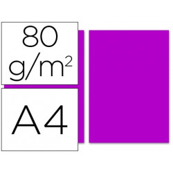 PAPEL COLOR LIDERPAPEL A4 80G/M2 FUCSIA PAQUETE DE 100