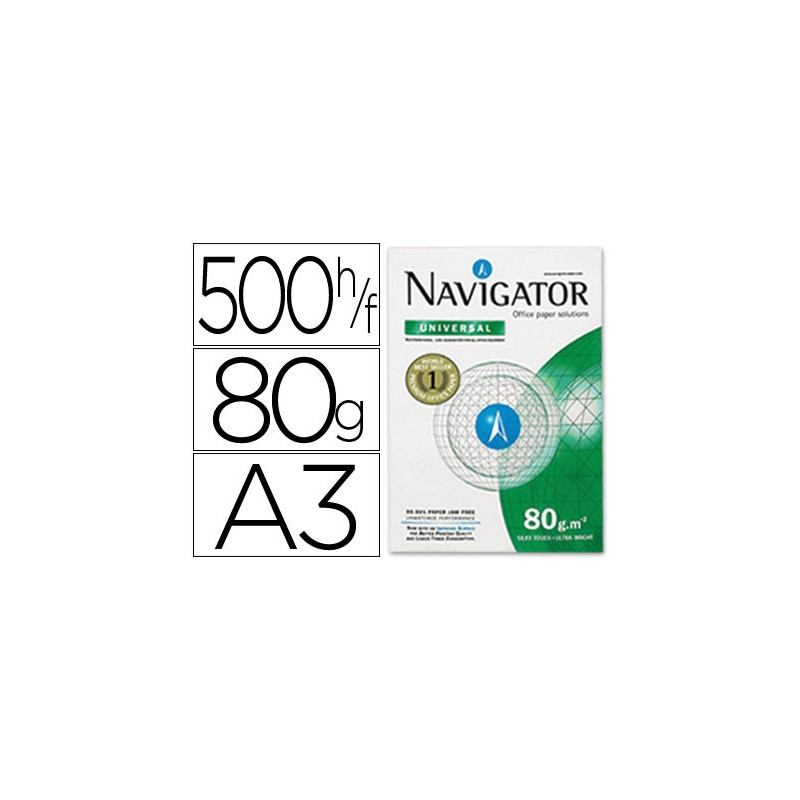 PAPEL FOTOCOPIADORA NAVIGATOR DIN A3 80 GRAMOS PAPEL MULTIUSO INK-JET Y LASERPAQUETE DE 500 HOJAS