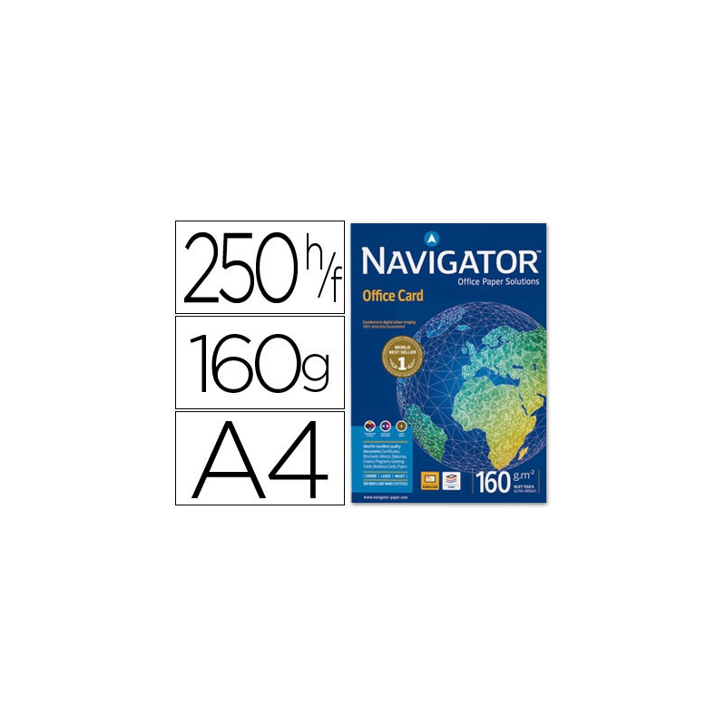 PAPEL FOTOCOPIADORA NAVIGATOR DIN A4 160 GRAMOS PAPEL MULTIUSO INK-JET Y LASER PAQUETE DE 250 HOJAS