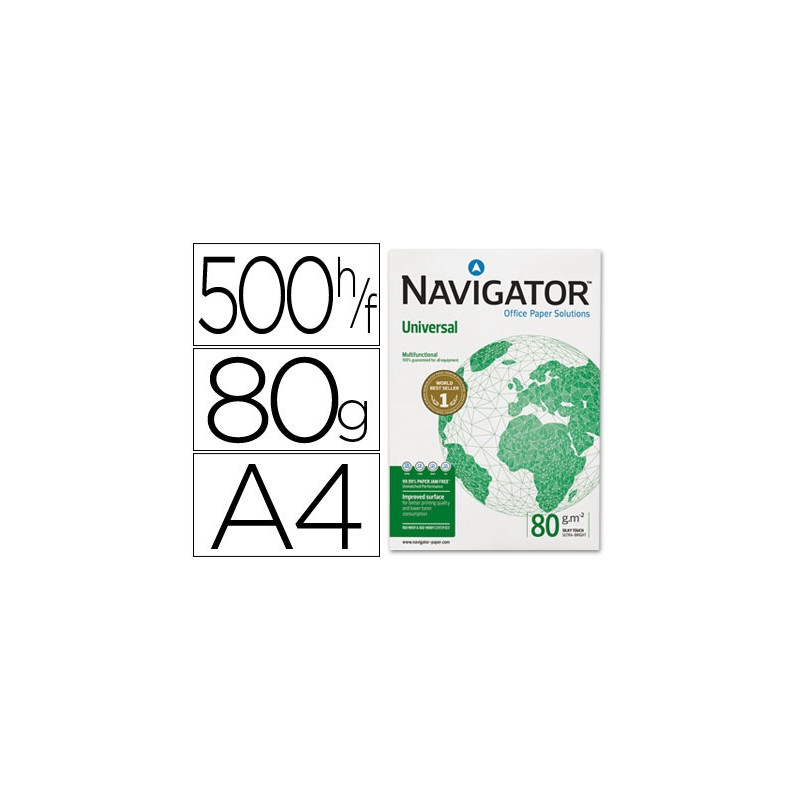 PAPEL FOTOCOPIADORA NAVIGATOR DIN A4 80 GRAMOS PAQUETE DE 500 HOJAS