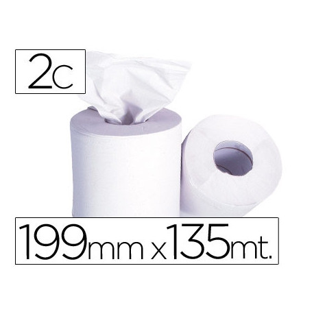 PAPEL SECAMANOS 2 CAPAS 199 MM X 135 MT MANDRIL 76 MM DIAMETRO 197 MM