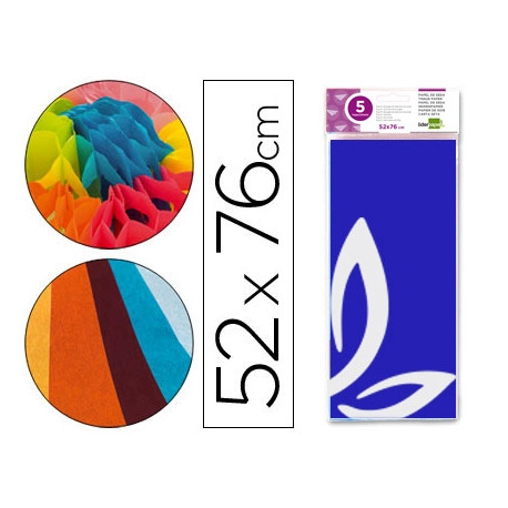 PAPEL SEDA LIDERPAPEL 52X76CM 18G/M2 BOLSA DE 5 HOJAS AZUL PAPEL SEDA LIDERPAPEL 52X76CM 18G/M2 BOLSA DE 5 HOJAS AZUL