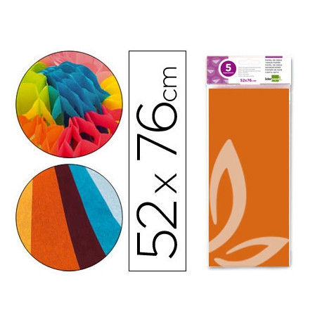PAPEL SEDA LIDERPAPEL 52X76CM 18G/M2 BOLSA DE 5 HOJAS NARANJA PAPEL SEDA LIDERPAPEL 52X76CM 18G/M2 BOLSA DE 5 HOJAS NARANJA