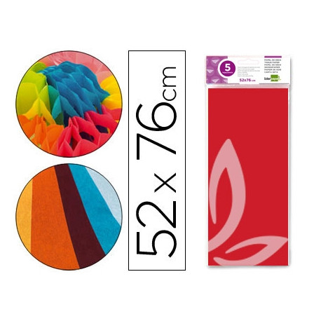 PAPEL SEDA LIDERPAPEL 52X76CM 18G/M2 BOLSA DE 5 HOJAS ROJO PAPEL SEDA LIDERPAPEL 52X76CM 18G/M2 BOLSA DE 5 HOJAS ROJO