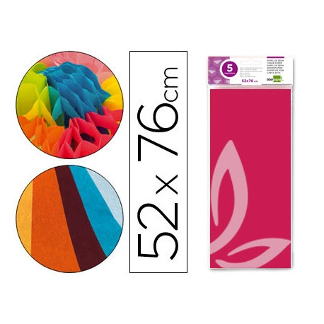 PAPEL SEDA LIDERPAPEL 52X76CM 18G/M2 BOLSA DE 5 HOJAS ROSA FUERTE PAPEL SEDA LIDERPAPEL 52X76CM 18G/M2 BOLSA DE 5 HOJAS ROSA FUERTE
