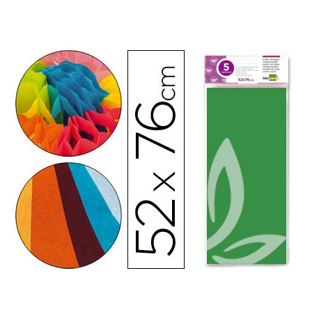 PAPEL SEDA LIDERPAPEL 52X76CM 18G/M2 BOLSA DE 5 HOJAS VERDE PAPEL SEDA LIDERPAPEL 52X76CM 18G/M2 BOLSA DE 5 HOJAS VERDE
