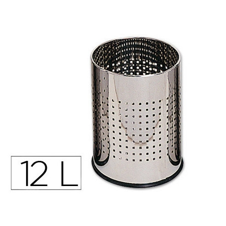 PAPELERA METALICA Q-CONNECT PERFORADA CROMADA 250X325 MM PAPELERA METALICA Q-CONNECT PERFORADA CROMADA 250X325 MM