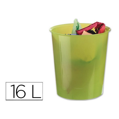 PAPELERA PLASTICO Q-CONNECT VERDE TRANSLUCIDO 16 LITROS PAPELERA PLASTICO Q-CONNECT VERDE TRANSLUCIDO 16 LITROS