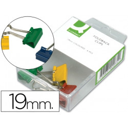 PINZA METALICA Q-CONNECT -REVERSIBLE 19 MM -CAJA DE 6 UNIDADES COLORES SURTIDOS