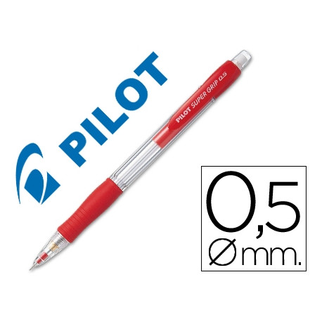 PORTAMINAS PILOT SUPER GRIP ROJO 0,5 MM SUJECION DE CAUCHO PORTAMINAS PILOT SUPER GRIP ROJO 0,5 MM SUJECION DE CAUCHO