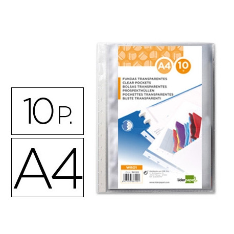 RECAMBIO FUNDA LIDERPAPEL INTERCAMBIABLES DIN A4 BOLSA DE 10 UNIDADES RECAMBIO FUNDA LIDERPAPEL INTERCAMBIABLES DIN A4 BOLSA DE 10 UNIDADES