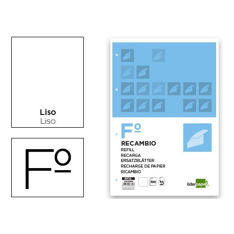 RECAMBIO LIDERPAPEL DIN A4 100 H 4TF-10 LISO 4 TALADROS