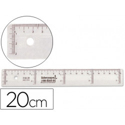 REGLA LIDERPAPEL PLASTICO CRISTAL 20 CM