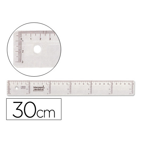 REGLA LIDERPAPEL PLASTICO CRISTAL 30 CM