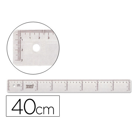 REGLA LIDERPAPEL PLASTICO CRISTAL 40 CM