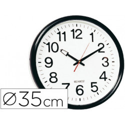RELOJ Q-CONNECT DE PARED PLASTICO OFICINA REDONDO 34 CM MARCO NEGRO