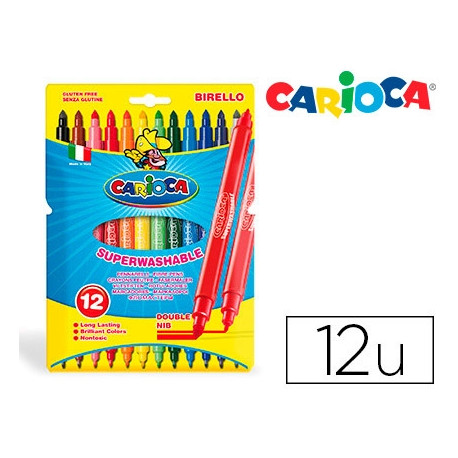 ROTULADOR CARIOCA BIRELLO BIPUNTA CAJA DE 12 COLORES