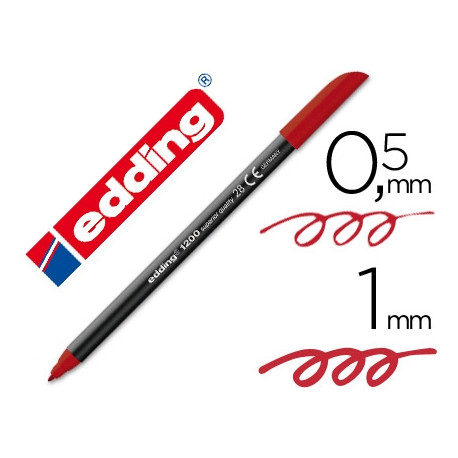 ROTULADOR EDDING PUNTA FIBRA 1200 ROJO INGLES N.28 -PUNTA REDONDA 0.5 MM