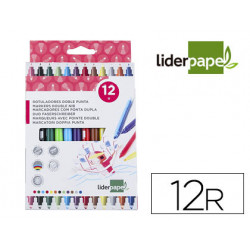 ROTULADOR LIDERPAPEL DUO DOBLE PUNTA FINA Y GRUESA CAJA DE 12COLORES