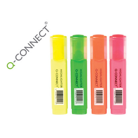 ROTULADOR Q-CONNECT FLUORESCENTE SURTIDO -BOLSA DE 4 ROTULADORES