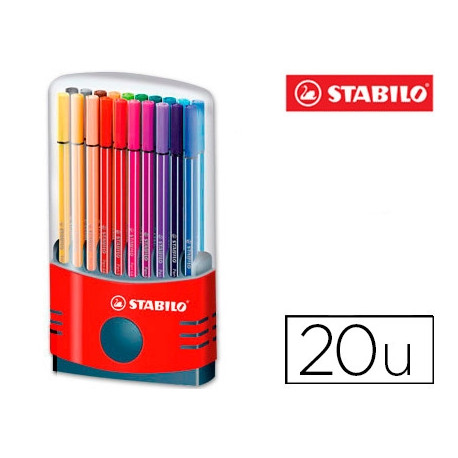 ROTULADOR STABILO PUNTA DE FIBRA PEN 68 COLOR PARADE ESTUCHE DE 20 ROTULADORES