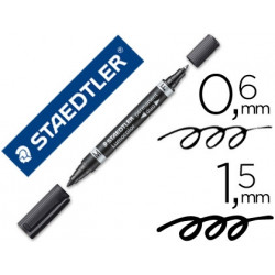 ROTULADOR STAEDTLER LUMOCOLOR PERMANENTE DUO 348 NEGRO PUNTA F 0,6 MM PUNTA M 1,5 MM