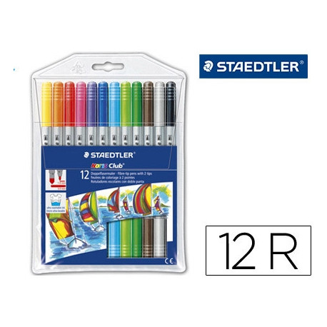 ROTULADOR STAEDTLER NORIS CLUB DOBLE PUNTA CAJA DE 12 COLORES SURTIDOS