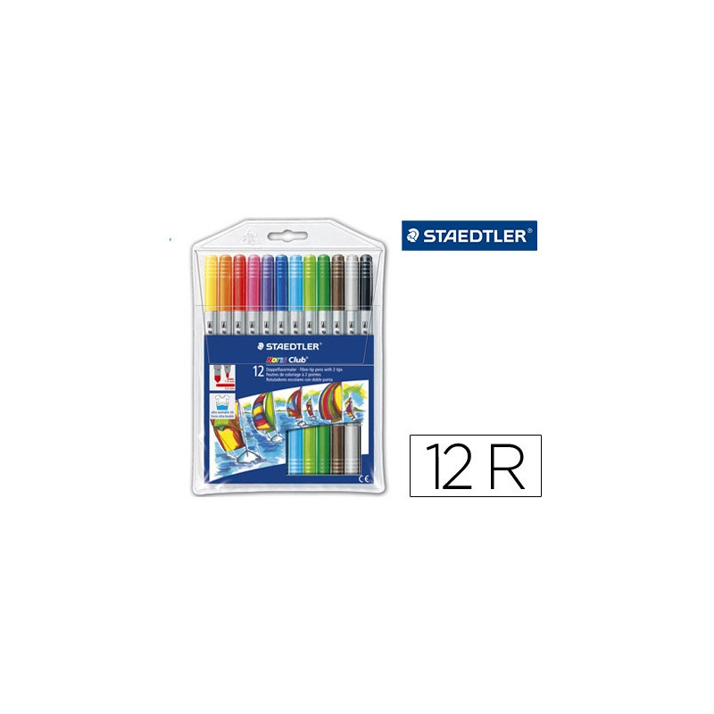 ROTULADOR STAEDTLER NORIS CLUB DOBLE PUNTA CAJA DE 12 COLORES SURTIDOS