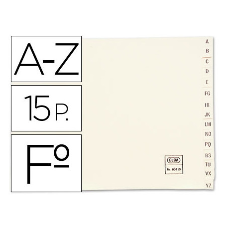 INDICE ALFABETICO ELBA CLASIFICADOR CARTULINA PARA ARCHIVADOR CUARTO APAISADO INDICE ALFABETICO ELBA CLASIFICADOR CARTULINA PARA ARCHIVADOR CUARTO APAISADO