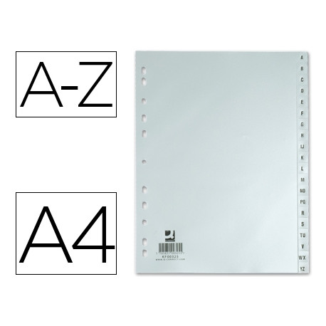 SEPARADOR ALFABETICO Q-CONNECT PLASTICO A-Z DIN A4 MULTITALADRO SEPARADOR ALFABETICO Q-CONNECT PLASTICO A-Z DIN A4 MULTITALADRO