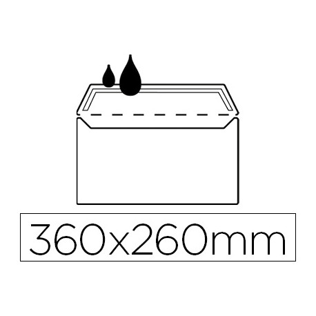 Sobre liderpapel n.16 blanco folio especial 260x360mm silicona caja de 250 unidades solapa recta.