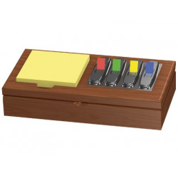 SOPORTE BLOC DE NOTAS ADHESIVAS Y BANDERITAS SEPARADORAS MADERA S-53 200X420X106MM