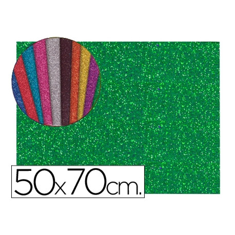 GOMA EVA CON PURPURINA LIDERPAPEL 50X70CM 60G/M2 ESPESOR 2MM VERDE GOMA EVA CON PURPURINA LIDERPAPEL 50X70CM 60G/M2 ESPESOR 2MM VERDE