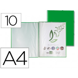 CARPETA LIDERPAPEL ESCAPARATE CON ESPIRAL 10 FUNDAS POLIPROPILENO DIN A4 VERDE