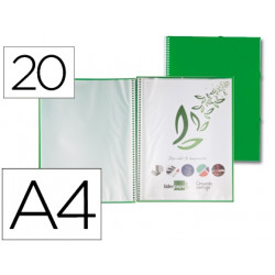 CARPETA LIDERPAPEL ESCAPARATE CON ESPIRAL 20 FUNDAS POLIPROPILENO DIN A4 VERDE