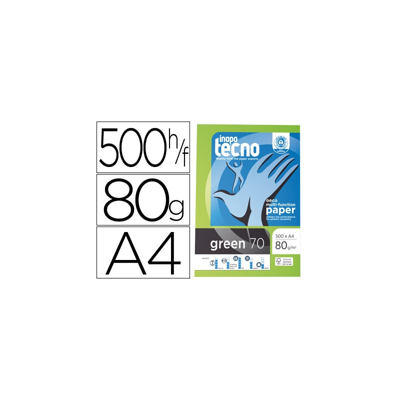 PAPEL FOTOCOPIADORA TECNO GREEN 100% RECICLADO DIN A4 80 GRAMOS PAQUETE DE 500 HOJAS