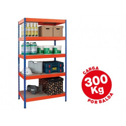 ESTANTERIA METALICA AR STORAGE 192X100X50CM 5 ESTANTES 300KG POR ESTANTE BANDEJAS DE MADERASIN TORNI