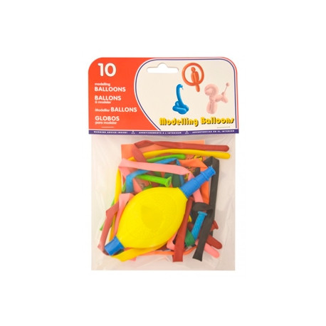 GLOBOS PARA MODELAR + INFLADOR BOLSA DE 10 GLOBOS PARA MODELAR + INFLADOR BOLSA DE 10