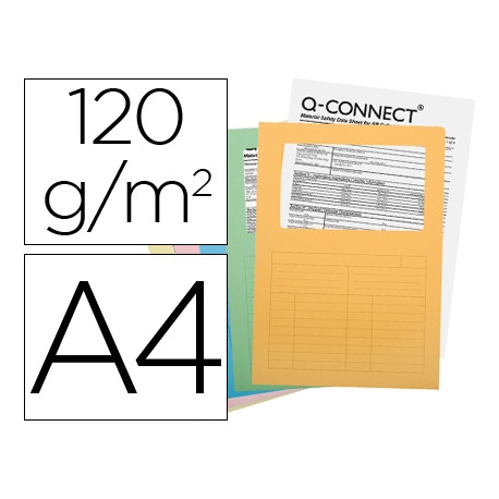 SUBCARPETA CARTULINA Q-CONNECT DIN A4 COLORES SURTIDOS CON CON VENTANA TRANSPARENTE 120 GR PAQUETE D SUBCARPETA CARTULINA Q-CONNECT DIN A4 COLORES SURTIDOS CON CON VENTANA TRANSPARENTE 120 GR PAQUETE D