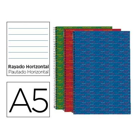 CUADERNO ESPIRAL LIDERPAPEL MICROPERFORADO A5 140H HORIZONTAL 5 COLORES 6 TALADROS 80 GRTAPA FORRADA CUADERNO ESPIRAL LIDERPAPEL MICROPERFORADO A5 140H HORIZONTAL 5 COLORES 6 TALADROS 80 GRTAPA FORRADA