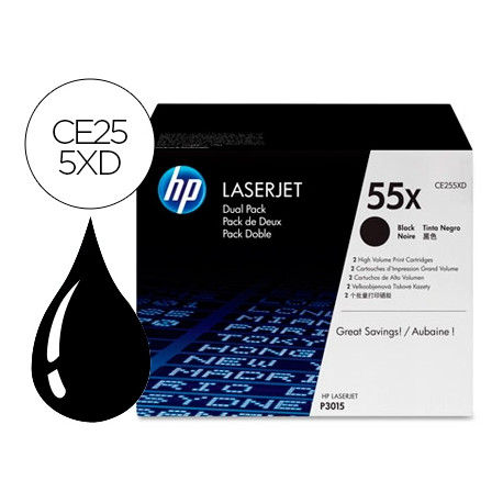 TONER HP LASERJET CE255XD NEGRO 12500 PAG PACK 2