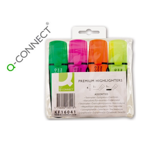 ROTULADOR Q-CONNECT FLUORESCENTE PREMIUM ESTUCHE 4 COLORES SURTIDOS PUNTA BISELADA CON SUJECION DE C ROTULADOR Q-CONNECT FLUORESCENTE PREMIUM ESTUCHE 4 COLORES SURTIDOS PUNTA BISELADA CON SUJECION DE C