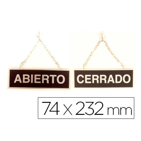 LETRERO METALICO SERIGRAFIADO ABIERTO Y CERRADO CON CADENA Y VENTOSA PARA COLGAR DE 74X232 MM LETRERO METALICO SERIGRAFIADO ABIERTO Y CERRADO CON CADENA Y VENTOSA PARA COLGAR DE 74X232 MM